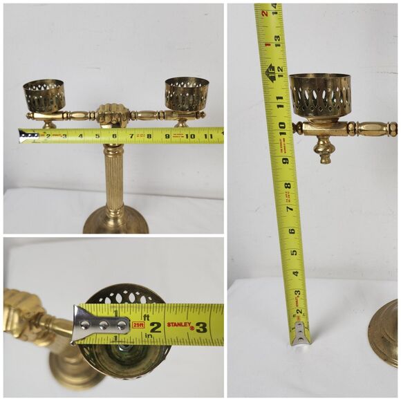 Vintage Brass Double Candle Holder Brass Hold to the Rod Hand Fist Masonic Mason - Picture 3 of 9